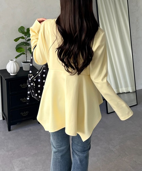 prose verse(プロズヴェール)の「イレギュラーヘムカーブペプラムロンT(Tシャツ/カットソー・レディース・ブラウン/ブラック/ネイビー/オフホワイト/ブルー系その他/イエロー・LARGE/MEDIUM)」の14枚目の写真