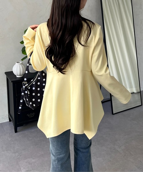 prose verse(プロズヴェール)の「イレギュラーヘムカーブペプラムロンT(Tシャツ/カットソー・レディース・ブラウン/ブラック/ネイビー/オフホワイト/ブルー系その他/イエロー・LARGE/MEDIUM)」の13枚目の写真