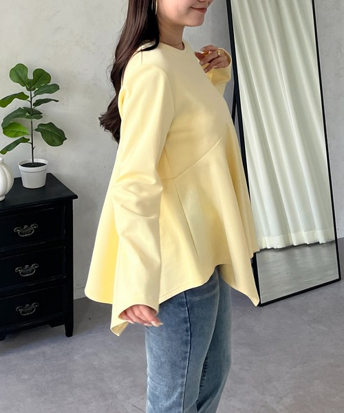 prose verse(プロズヴェール)の「イレギュラーヘムカーブペプラムロンT(Tシャツ/カットソー・レディース・ブラウン/ブラック/ネイビー/オフホワイト/ブルー系その他/イエロー・LARGE/MEDIUM)」の10枚目の写真