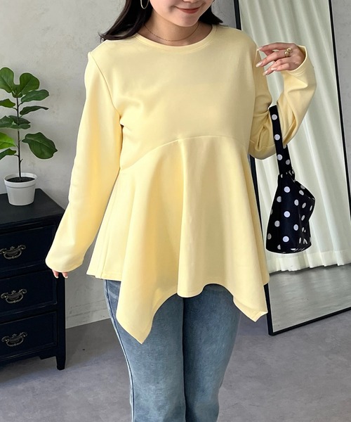 prose verse(プロズヴェール)の「イレギュラーヘムカーブペプラムロンT(Tシャツ/カットソー・レディース・ブラウン/ブラック/ネイビー/オフホワイト/ブルー系その他/イエロー・LARGE/MEDIUM)」の9枚目の写真