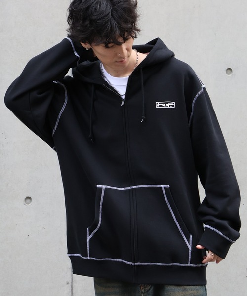セール】【HUF/ハフ】STRETCH F/Z HOODIE/裏起毛 ストレッチ 配色