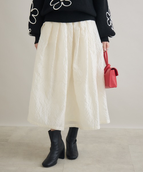 Paradise Picnic(パラダイスピクニック)の「SUGAR ROSE ジャガードフレアスカート(スカート・レディース・ホワイト/ブラック/グレー・FREE)」の8枚目の写真