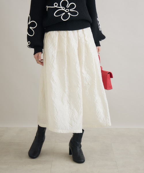 Paradise Picnic(パラダイスピクニック)の「SUGAR ROSE ジャガードフレアスカート(スカート・レディース・ホワイト/ブラック/グレー・FREE)」の9枚目の写真