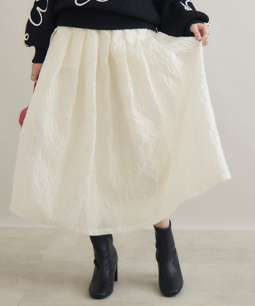 Paradise Picnic(パラダイスピクニック)の「SUGAR ROSE ジャガードフレアスカート(スカート・レディース・ホワイト/ブラック/グレー・FREE)」の10枚目の写真