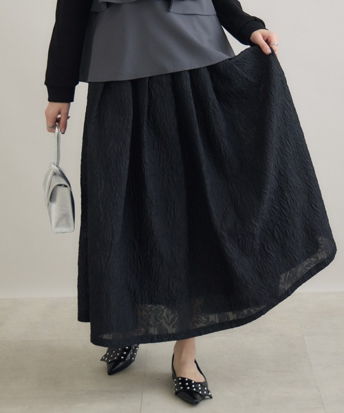 Paradise Picnic(パラダイスピクニック)の「SUGAR ROSE ジャガードフレアスカート(スカート・レディース・ホワイト/ブラック/グレー・FREE)」の15枚目の写真