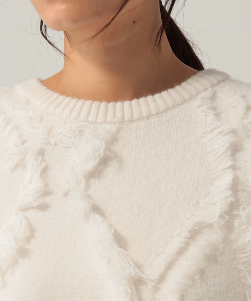 Elura(エルーラ)の「フリンジニット/621802(ニット/セーター・レディース・オフホワイト/ネイビー・FREE)」の15枚目の写真