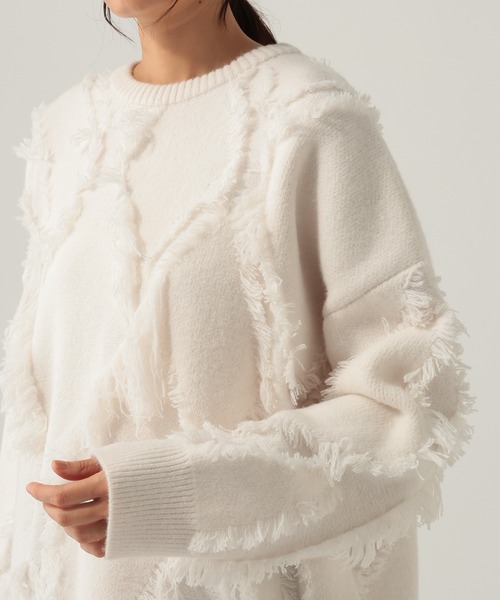 Elura(エルーラ)の「フリンジニット/621802(ニット/セーター・レディース・オフホワイト/ネイビー・FREE)」の17枚目の写真