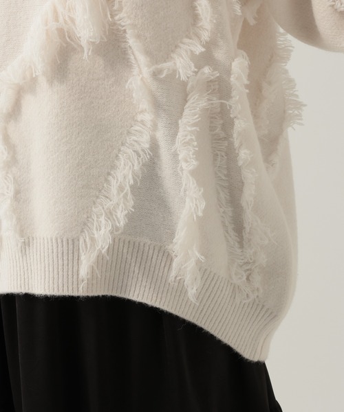 Elura(エルーラ)の「フリンジニット/621802(ニット/セーター・レディース・オフホワイト/ネイビー・FREE)」の18枚目の写真