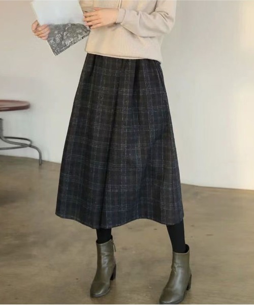 AsheKsha(アシクシャ)の「【新作】レトロチェックのワイドパンツ(その他パンツ・レディース・ダークグレー・F)」の3枚目の写真