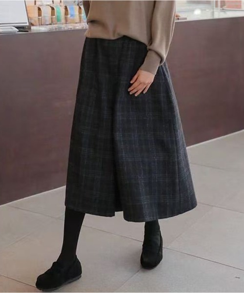 AsheKsha(アシクシャ)の「【新作】レトロチェックのワイドパンツ(その他パンツ・レディース・ダークグレー・F)」の4枚目の写真