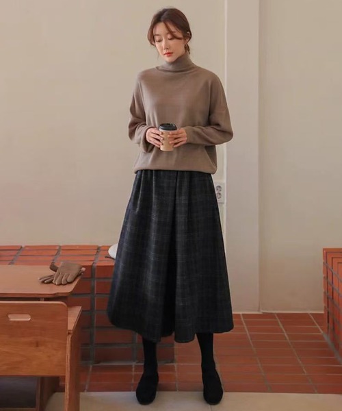 AsheKsha(アシクシャ)の「【新作】レトロチェックのワイドパンツ(その他パンツ・レディース・ダークグレー・F)」の5枚目の写真