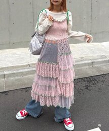 CIAOPANIC TYPY（チャオパニックティピー）の「★【HELLO.SANFRANCISCO/ハローサンフランシスコ】2WAYレースブロッキングティアードスカート（スカート）」