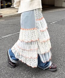 HELLO.SANFRANCISCO | ★【HELLO.SANFRANCISCO/ハローサンフランシスコ】2WAYレースブロッキングティアードスカート(スカート)