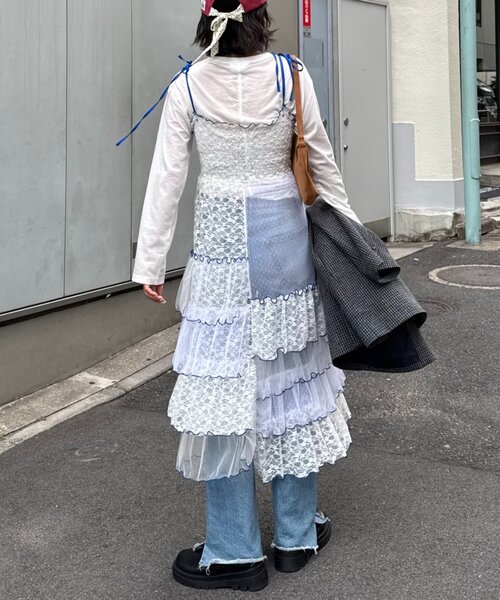 HELLO.SANFRANCISCO(ハローサンフランシスコ)の「★【HELLO.SANFRANCISCO/ハローサンフランシスコ】2WAYレースブロッキングティアードスカート(スカート・レディース・ホワイト/アイボリー/ピンク・ONE SIZE)」の6枚目の写真