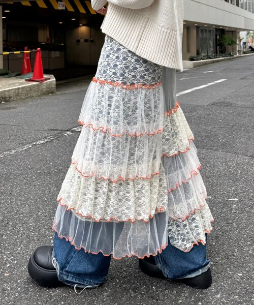 HELLO.SANFRANCISCO(ハローサンフランシスコ)の「★【HELLO.SANFRANCISCO/ハローサンフランシスコ】2WAYレースブロッキングティアードスカート(スカート・レディース・ホワイト/アイボリー/ピンク・ONE SIZE)」の21枚目の写真