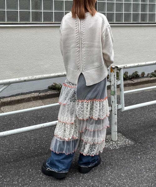 HELLO.SANFRANCISCO(ハローサンフランシスコ)の「★【HELLO.SANFRANCISCO/ハローサンフランシスコ】2WAYレースブロッキングティアードスカート(スカート・レディース・ホワイト/アイボリー/ピンク・ONE SIZE)」の15枚目の写真