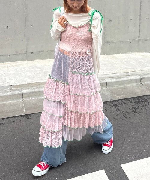 HELLO.SANFRANCISCO(ハローサンフランシスコ)の「★【HELLO.SANFRANCISCO/ハローサンフランシスコ】2WAYレースブロッキングティアードスカート(スカート・レディース・ホワイト/アイボリー/ピンク・ONE SIZE)」の16枚目の写真