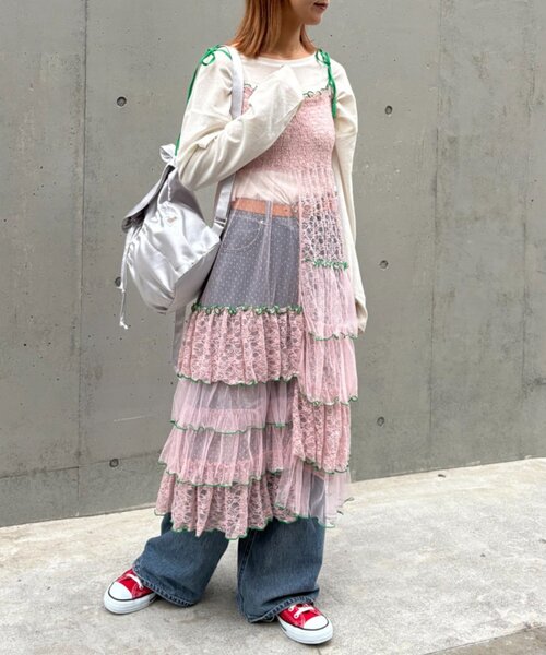 HELLO.SANFRANCISCO(ハローサンフランシスコ)の「★【HELLO.SANFRANCISCO/ハローサンフランシスコ】2WAYレースブロッキングティアードスカート(スカート・レディース・ホワイト/アイボリー/ピンク・ONE SIZE)」の17枚目の写真