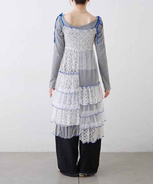 HELLO.SANFRANCISCO(ハローサンフランシスコ)の「★【HELLO.SANFRANCISCO/ハローサンフランシスコ】2WAYレースブロッキングティアードスカート(スカート・レディース・ホワイト/アイボリー/ピンク・ONE SIZE)」の11枚目の写真