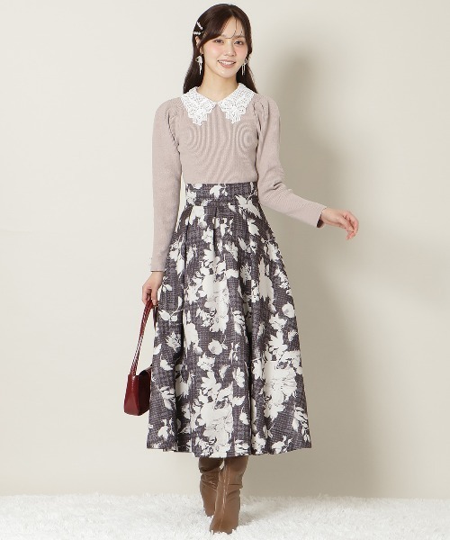 WILLSELECTION(ウィルセレクション)の「千鳥フラワープリントボリュームタックスカート(スカート・レディース・ピンク/ブラウン・FREE)」の11枚目の写真