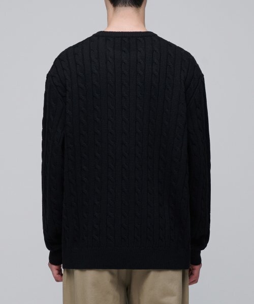 MUSINSA STANDARD(ムシンサスタンダード)の「ケーブルクルーネックニット【ブラック】(ニット/セーター・メンズ・その他・SMALL/MEDIUM/LARGE/X-LARGE/XX-LARGE)」の9枚目の写真