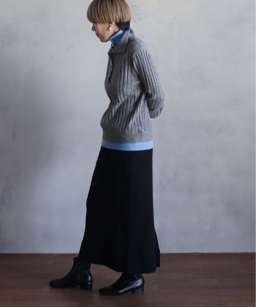 kese-moi(ケセモイ)の「リブ編みダブルカラーニット(ニット/セーター・レディース・ダークグレー/ネイビー・FREE)」の10枚目の写真