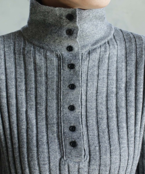 kese-moi(ケセモイ)の「リブ編みダブルカラーニット(ニット/セーター・レディース・ダークグレー/ネイビー・FREE)」の19枚目の写真