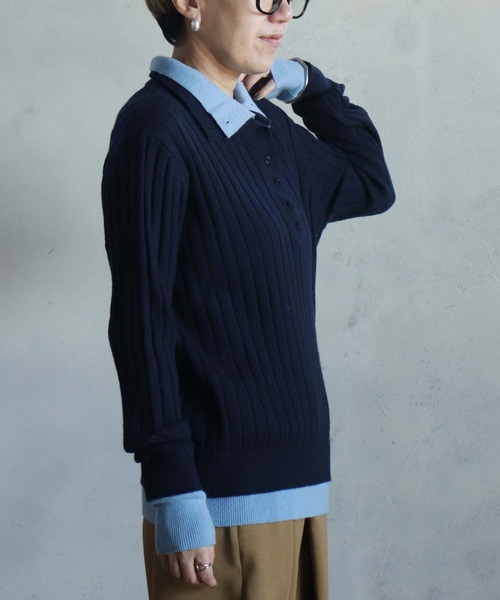 セール】リブ編みダブルカラーニット（ニット/セーター）｜kese-moi