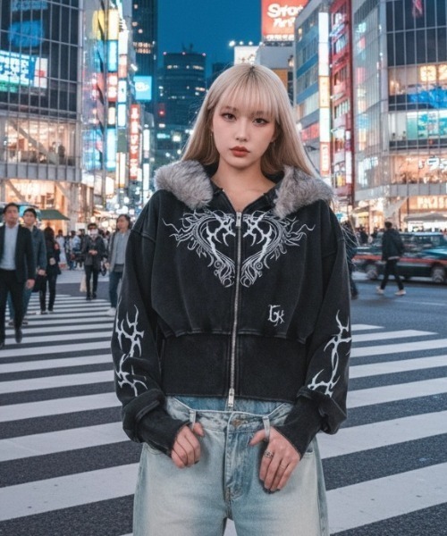 coome パーカー A'GEM/9 × .kom 『.kom/ドットケーオーエム』 /ファーフード付き