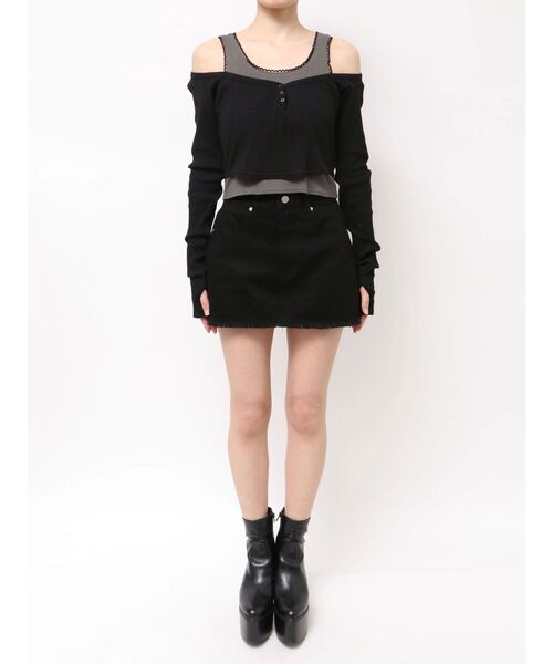 EMODA（エモダ）の「タンクレイヤードスキントップス（Tシャツ/カットソー・レディース・アイボリー/ブラック/グレー・FREE）」の8枚目の写真