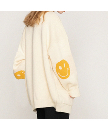 GRAVER（グレーバー）の「[UNISEX] ELBOW DOT SMILE KNIT CARDIGAN_CREAM（カーディガン/ボレロ）」