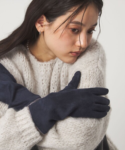 green label relaxing（グリーンレーベルリラクシング）の「起毛 シルキーグローブ / 手袋（手袋・レディース・ブラック/グレー系/ネイビー/ベージュ・FREE）」の4枚目の写真