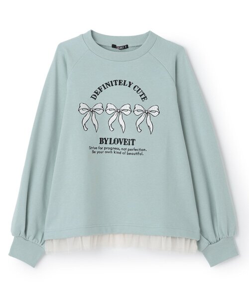 by LOVEiT（バイラビット）の「リボントレーナー（スウェット・キッズ・ブルーグレー/ブラック/ベージュ・130cm/120cm/160cm/140cm/150cm）」の3枚目の写真