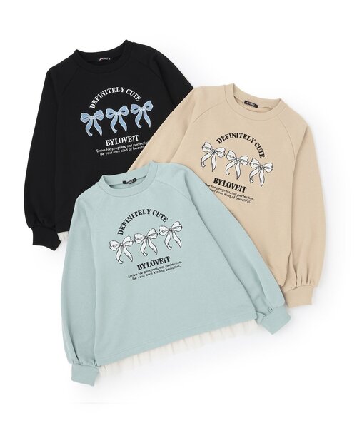 by LOVEiT（バイラビット）の「リボントレーナー（スウェット・キッズ・ブルーグレー/ブラック/ベージュ・130cm/120cm/160cm/140cm/150cm）」の7枚目の写真