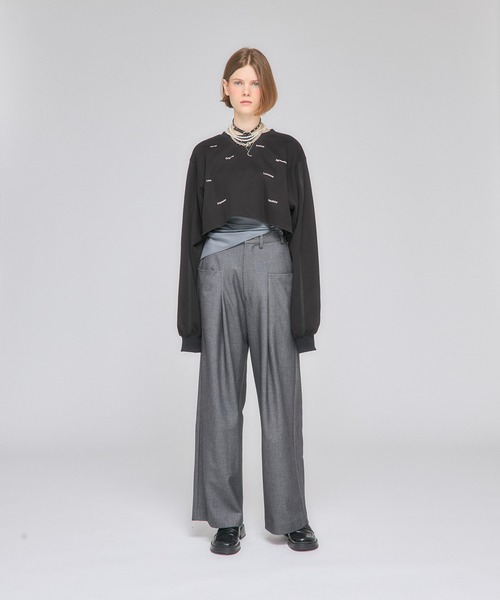 Nora Lily elle(ノラリリーエル)の「【Nora Lily】「elle」Shifted Pocket Wide Pants(スラックス・レディース・ブラウン/グレー/ブラック・FREE)」の6枚目の写真
