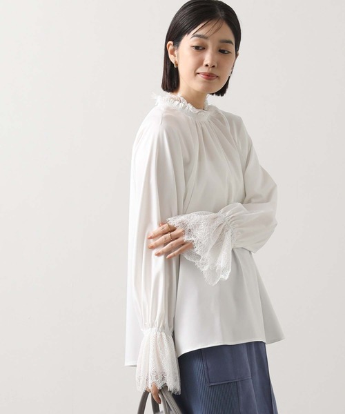 Gready Brilliant（グレディブリリアン）の「ハイネックレースキャンディスリーブブラウス（シャツ/ブラウス・レディース・ブラック/オフホワイト・38）」の7枚目の写真