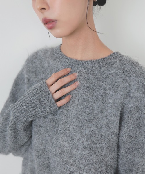 ロンハーマン◆ クルーネックモヘアシャギーニット グレー S ロンハーマン◇ クルーネックモヘアシャギーニット グレー S Ron