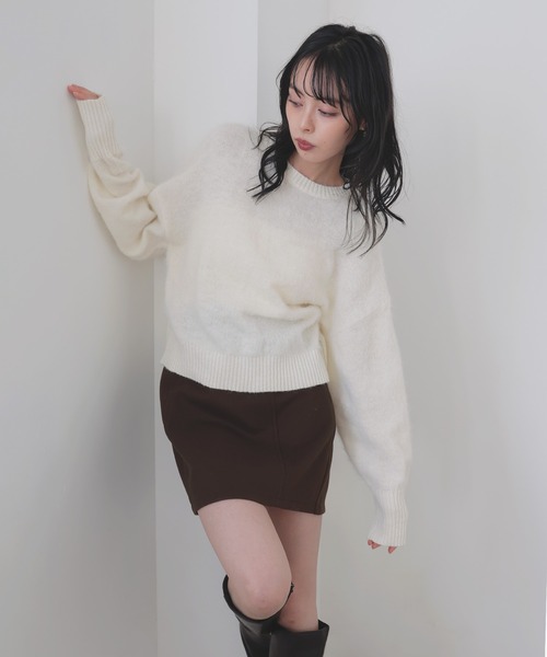 LIAN(リアン)の「モヘアシャギーニットプルオーバー(ニット/セーター・レディース・ライム/ピンク/オフホワイト/チャコールグレー・FREE)」の15枚目の写真