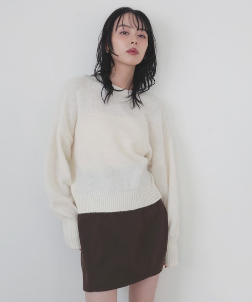LIAN(リアン)の「モヘアシャギーニットプルオーバー(ニット/セーター・レディース・ライム/ピンク/オフホワイト/チャコールグレー・FREE)」の6枚目の写真
