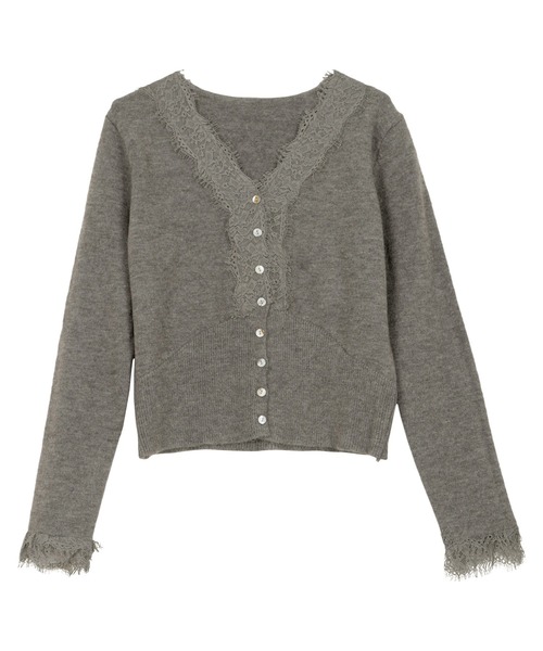 KOBE LETTUCE（コウベレタス）の「Vネックレースニットカーディガン（カーディガン/ボレロ・レディース・グレー/サンドベージュ/ネイビー・M）」の13枚目の写真