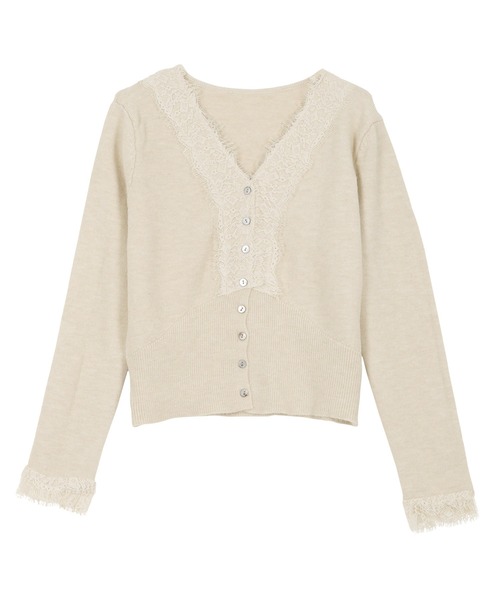 KOBE LETTUCE（コウベレタス）の「Vネックレースニットカーディガン（カーディガン/ボレロ・レディース・グレー/サンドベージュ/ネイビー・M）」の14枚目の写真