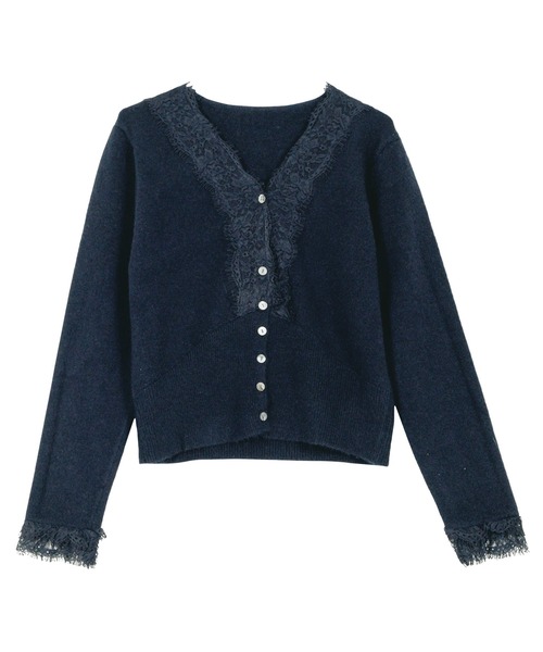 KOBE LETTUCE（コウベレタス）の「Vネックレースニットカーディガン（カーディガン/ボレロ・レディース・グレー/サンドベージュ/ネイビー・M）」の15枚目の写真