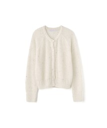 MILLY round neck knit cardigan_IVORY