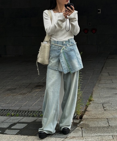 NEON STITCH REMAKE DENIM BELT（ベルト）｜Ameri（アメリ）の