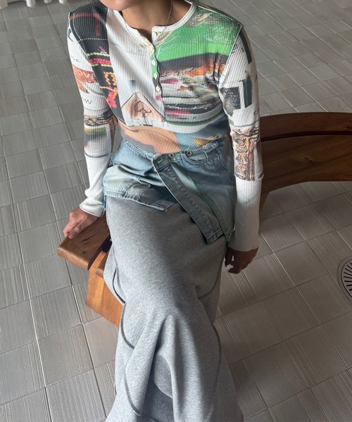 Ameri(アメリ)の「NEON STITCH REMAKE DENIM BELT(ベルト・レディース・ブラック/ブルー・FREE)」の8枚目の写真