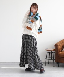 cepo | 起毛チェックギャザーアシメイージースカート(スカート)