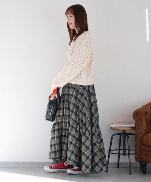 cepo（セポ）の「起毛チェックギャザーアシメイージースカート（スカート・レディース・ネイビー系/ブラック系・M）」の17枚目の写真