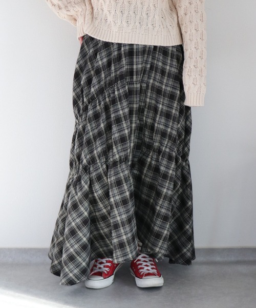 cepo（セポ）の「起毛チェックギャザーアシメイージースカート（スカート・レディース・ネイビー系/ブラック系・M）」の22枚目の写真