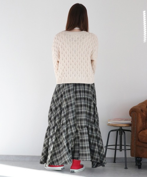 cepo（セポ）の「起毛チェックギャザーアシメイージースカート（スカート・レディース・ネイビー系/ブラック系・M）」の16枚目の写真