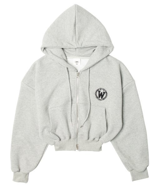 WYSE(ワイズ)の「エンブレム2WAYクロップフードジップアップグレー(パーカー・レディース・その他・MEDIUM/SMALL)」の2枚目の写真